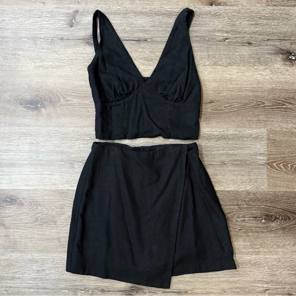 Abercrombie & Fitch Skort and Tank Top Set Black Linen Size XS XSmall X-Small